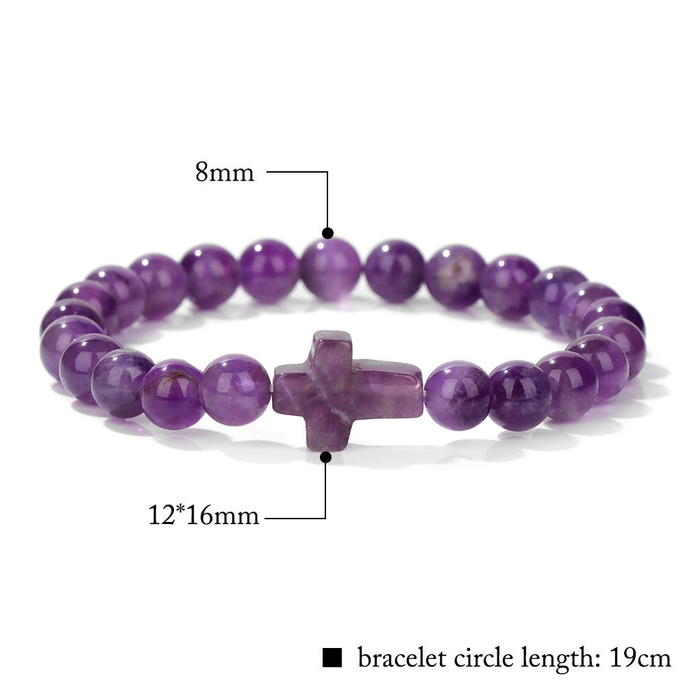 Stone Bead Cross Bracelet Women's Simple Retro