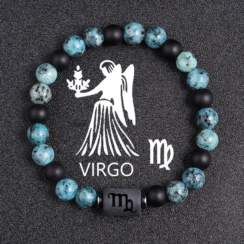 Twelve Constellations Bracelets 8mm Obsidian String Beads Natural Stone