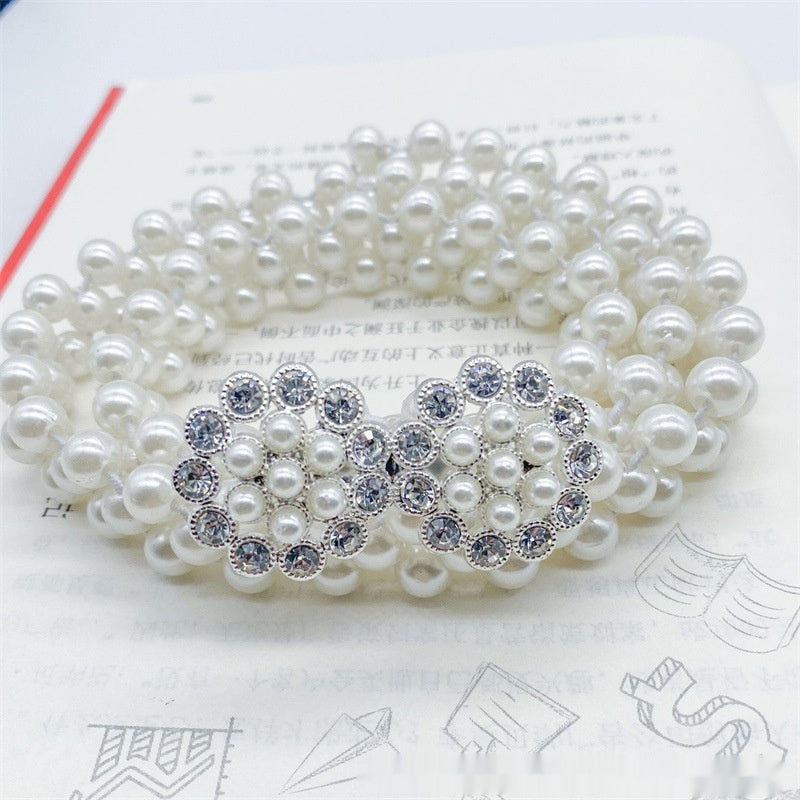 Joyería de moda para mujer, cadena de cintura con perlas blancas