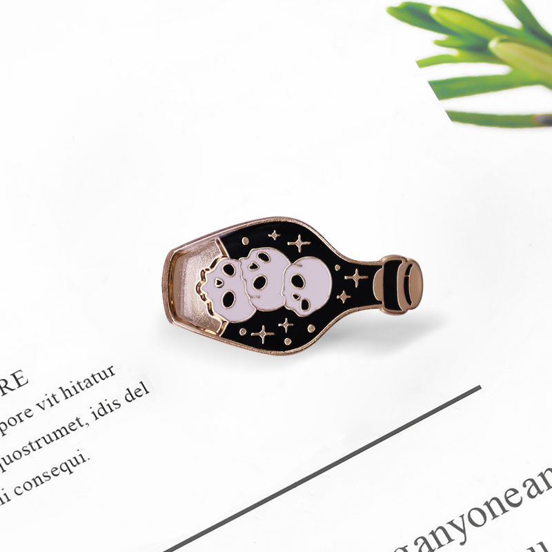 Broche de Botella con Calavera Gótica, Insignia de Arte de Muerte, Accesorios de Horror para Festividades