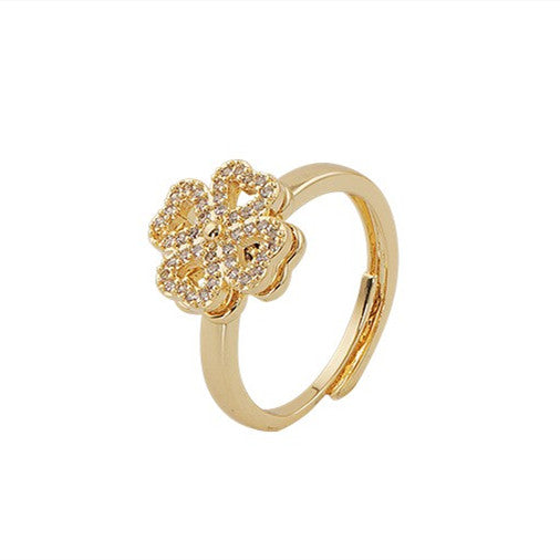 Anillo Giratorio Trébol de Cuatro Hojas para Mujer