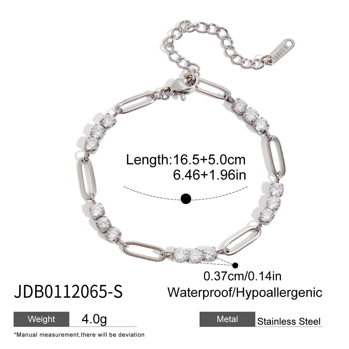 Stainless Steel Zircon Bracelet With A Light-luxury, High-end Feel