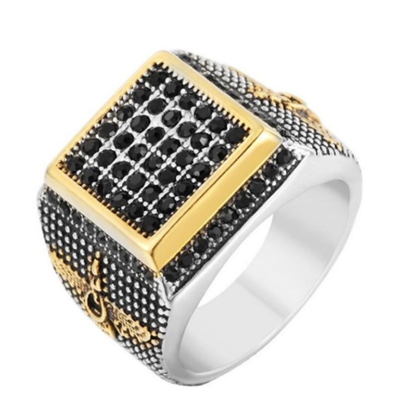 Anillo de joyería de acero de titanio retro personalizado para hombre