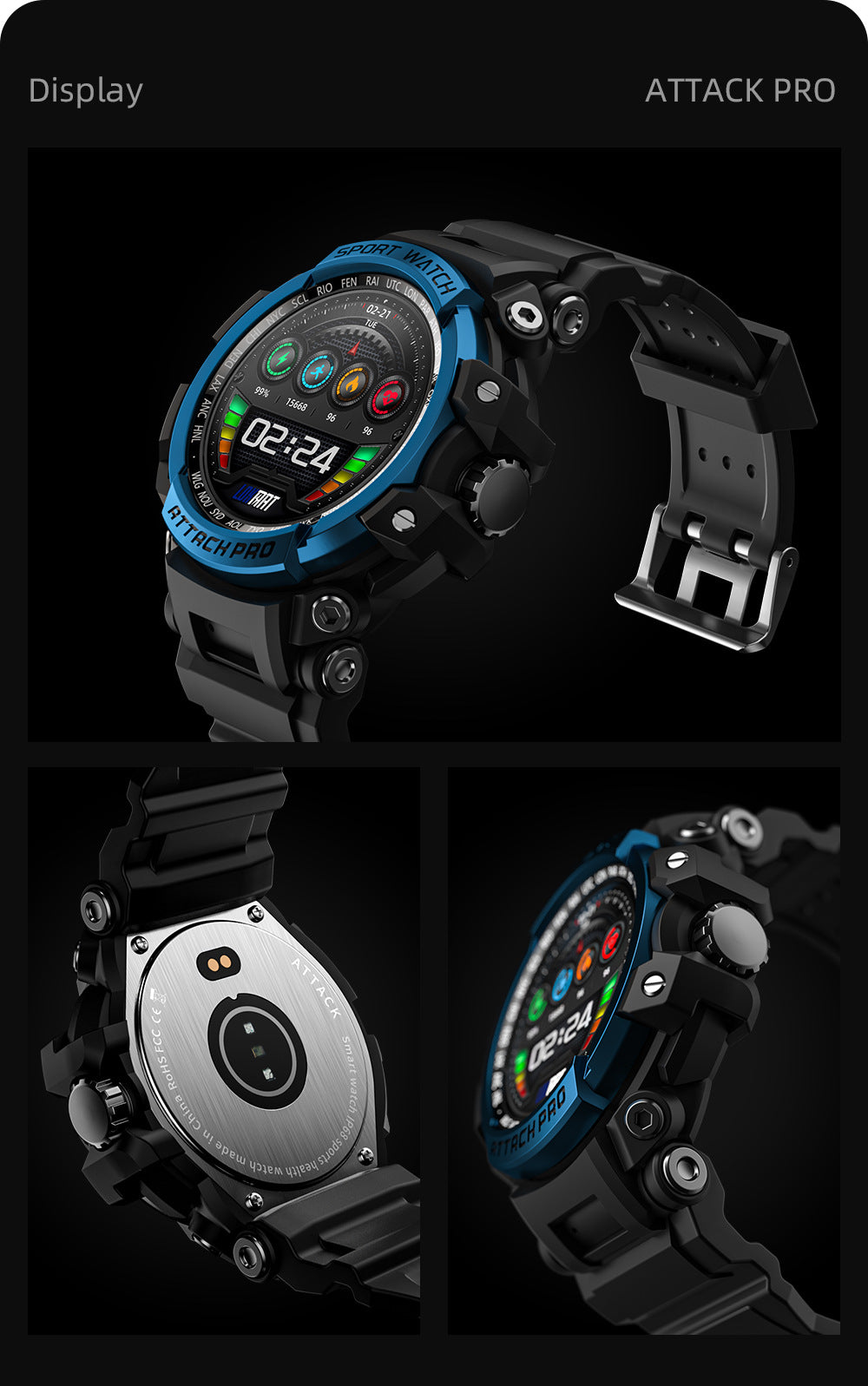 Outdoor-Sport-Smartwatch mit Dreifachschutz und Bluetooth-Anruffunktion