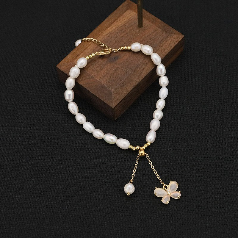 Pulsera de Perlas Naturales Retro para Mujer