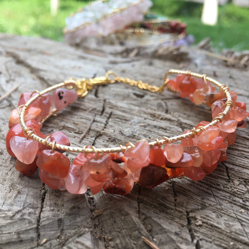 Pulsera de cuentas de hilo de cristal natural para joyería de moda, bricolaje, irregular para mujer