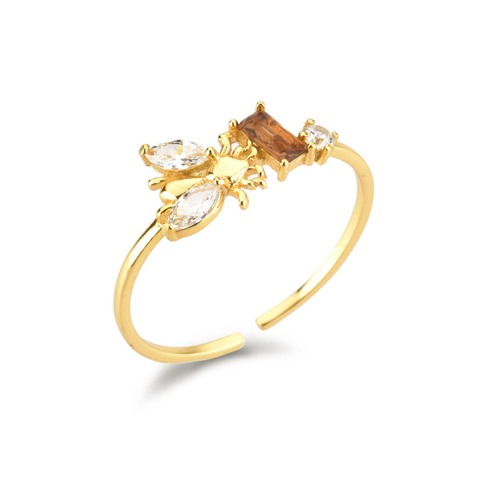 Verstellbarer Bienenstock-Ring aus Sterlingsilber, Lebhafter Mund, Feiner Schmuck