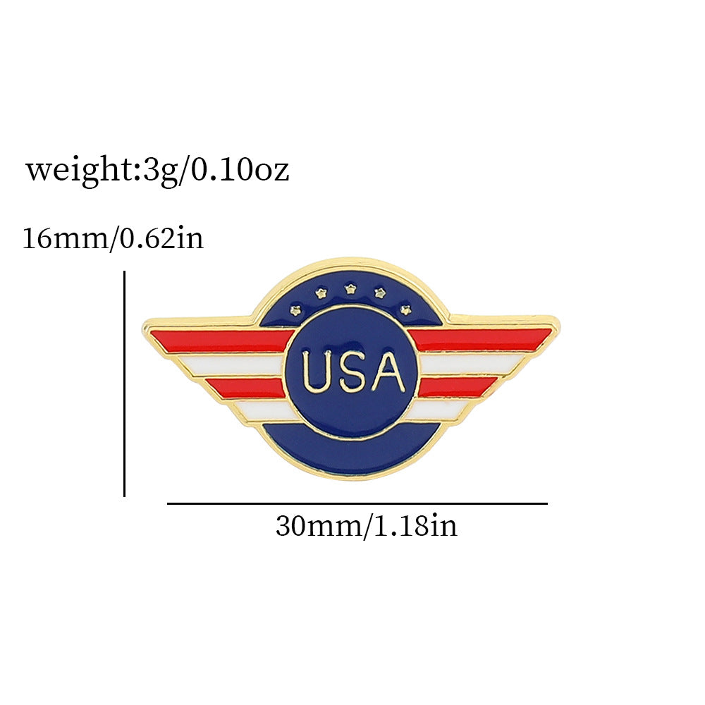 Serie Bandera Estadounidense, Insignia de Oro con la Letra M, Broche de Aleación para el Día de la Independencia