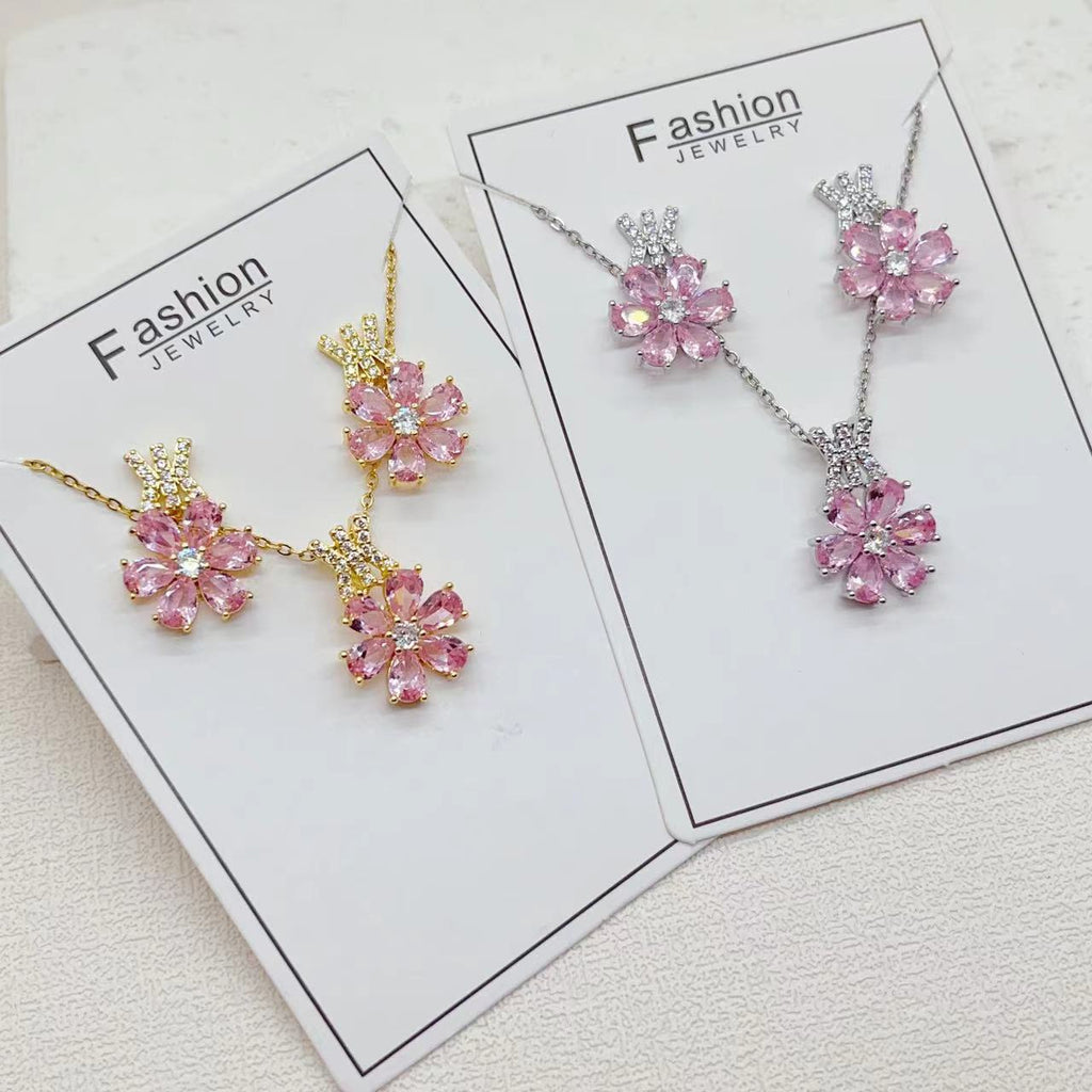 Kupfer plattiertes Gold, handintarsiert, rosa Wassertropfen Blume, Mode
