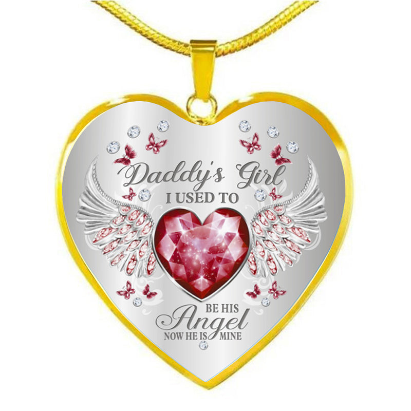Collar de epoxy con colgante de corazón y alas de ángel con piedra de nacimiento de 12 colores