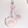 Llavero colgante con forma de pata de gato, peluche original hecho a mano, para teléfono móvil, con cuentas, joyería
