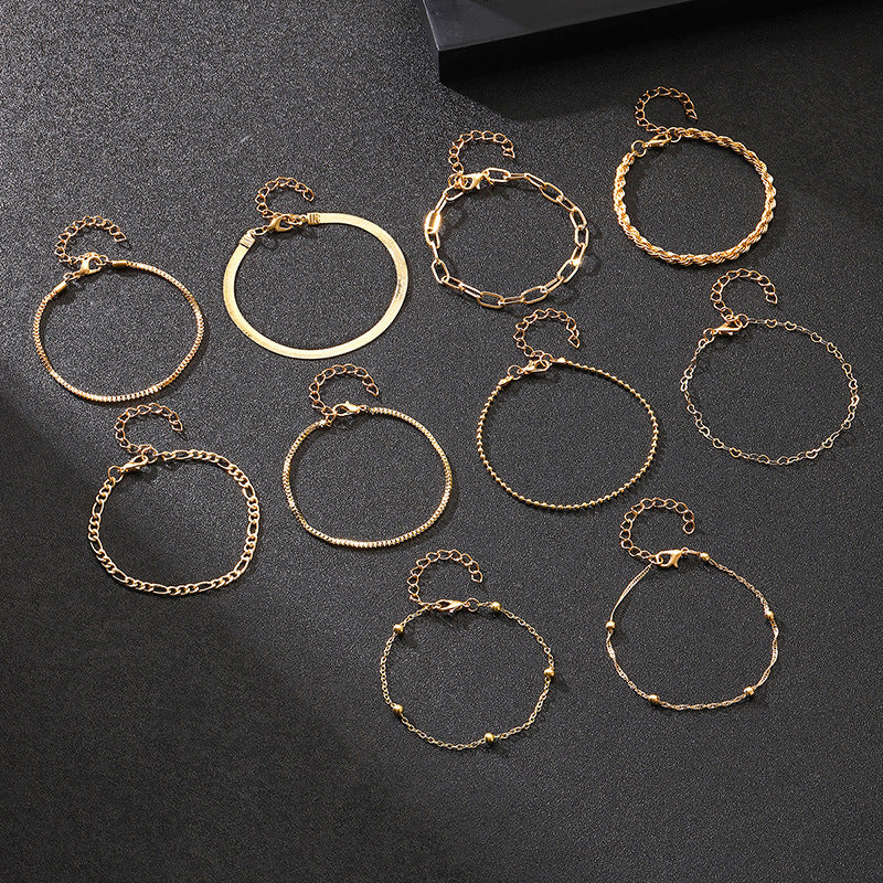 Minimalistisches mehrschichtiges Armband-Set aus Legierung im Basic-Stil