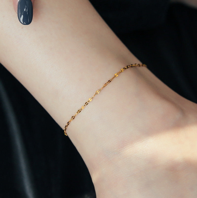 Tobilleras Sencillas de Acero Inoxidable Bañadas en Oro con Diseño de Labio