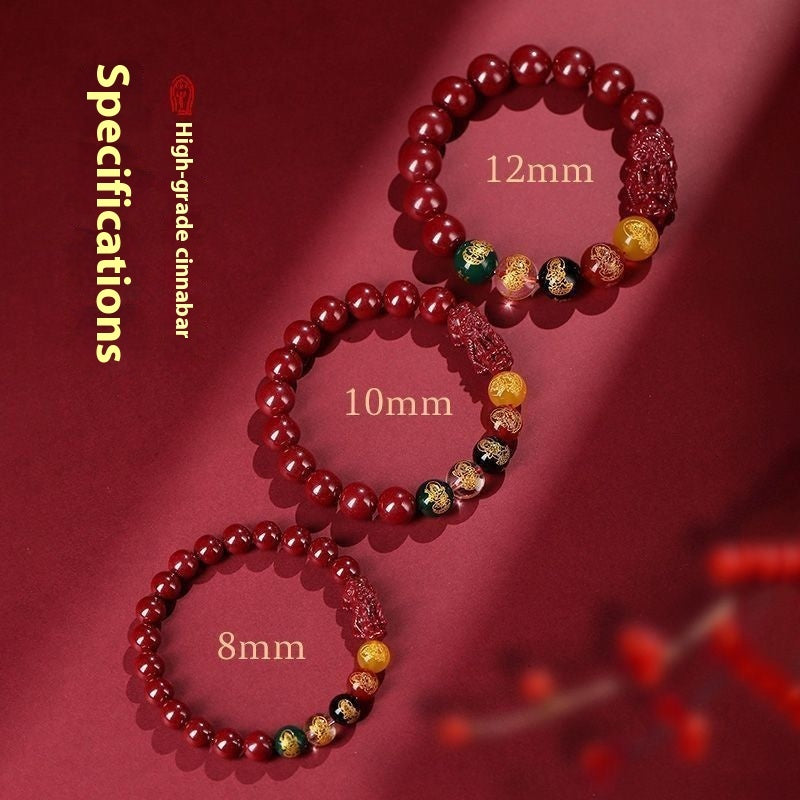 Purple Gold Sand Five-way Fortune Natural Cinnabar Bracelet