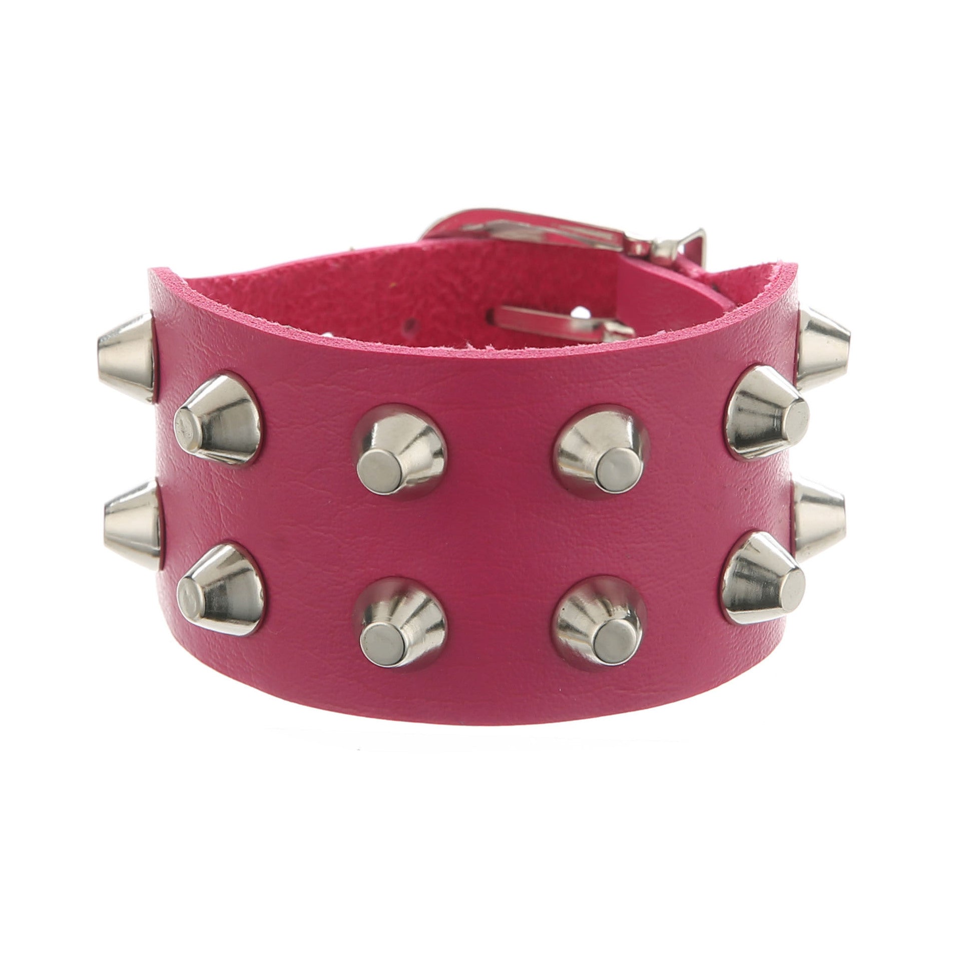 Metal Rock Double Row Flat Rivet Bracelet PU Bracelet