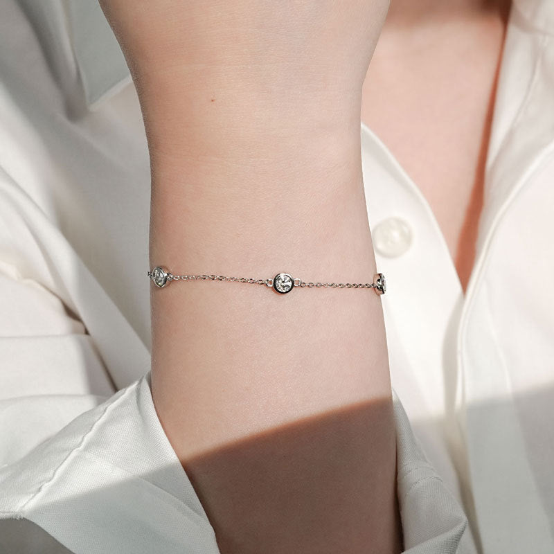 Ins Style All-match Sterling Silver Moissanite Bubble Bracelet