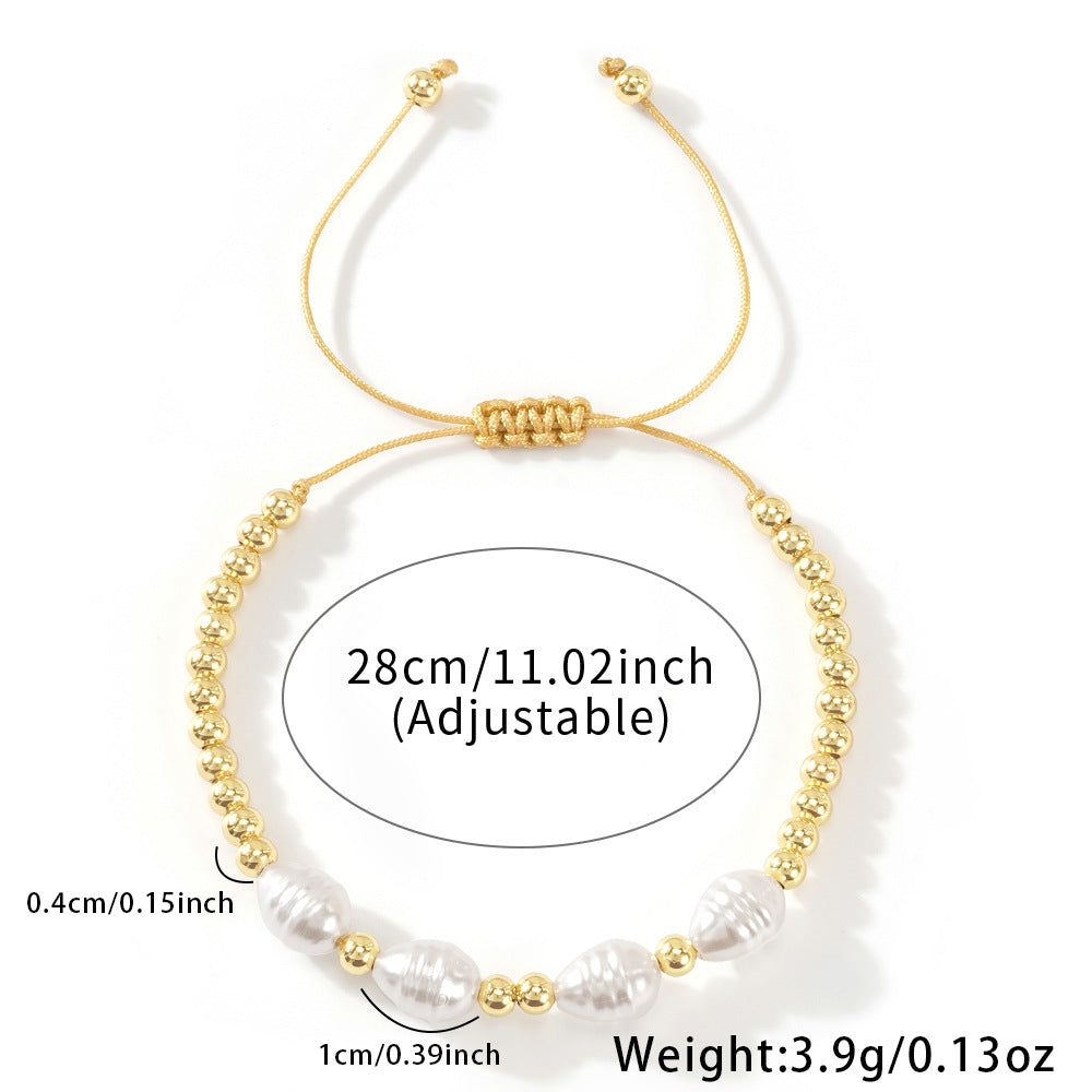 Pulsera de Perlas y Diamantes con Hilo Blanco