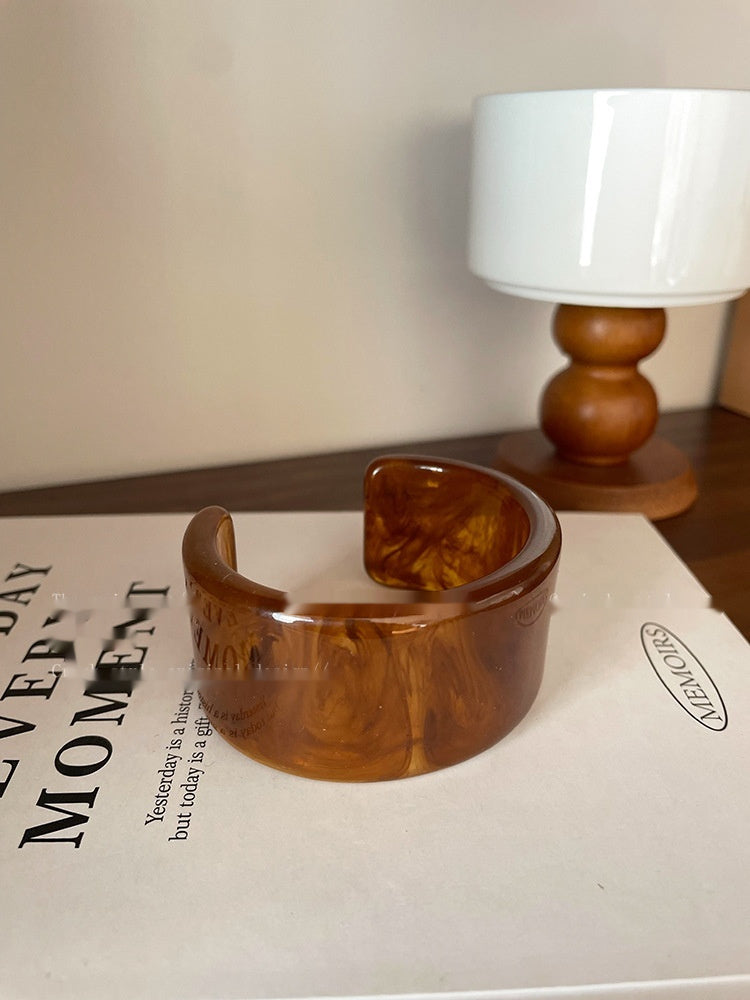 Irregular Wide-brimmed Acrylic Acetate Bracelet For Women