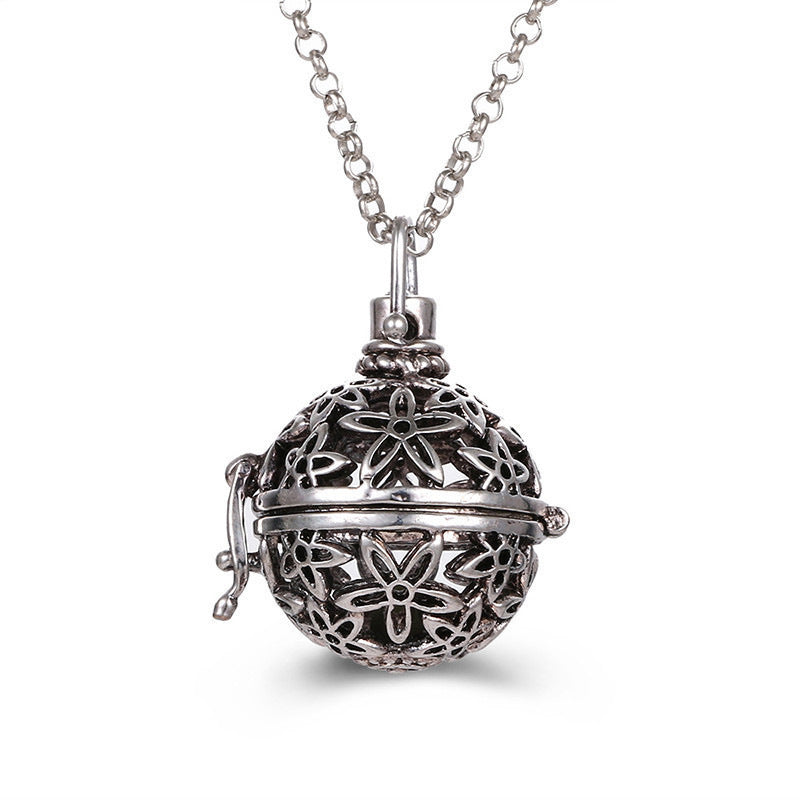 Collar hueco de aromaterapia con jaula de circonita, difusor de aceites esenciales, caja de perfume, accesorios antiguos para ropa tradicional Han