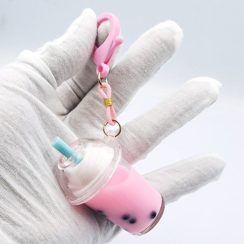 Creative Cute Cat Milk Tea Cup Keychain
