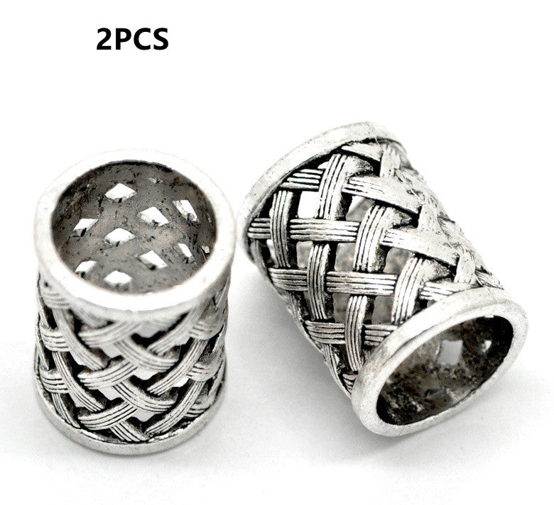 Adornos Accesorios Cuentas de Agujero Grande Plata Antigua Tallado Hueco