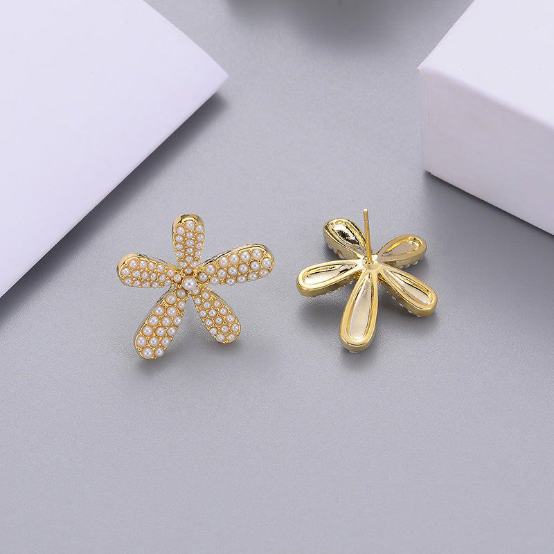 Pendientes de gancho con perlas incrustadas, sencillos y elegantes