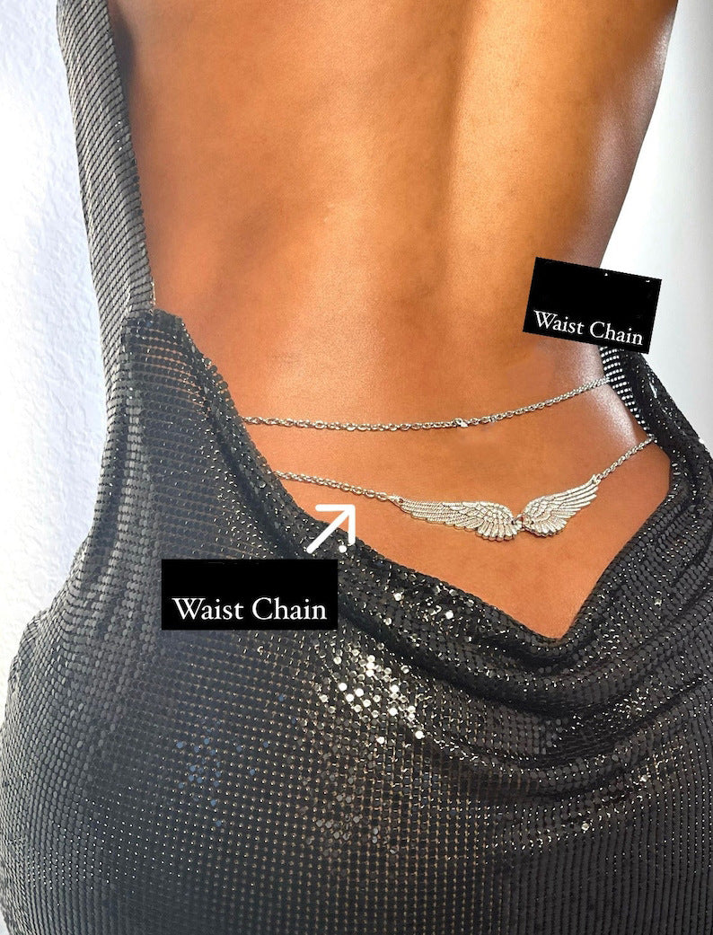Taillenkette Doppelflügel Engel Körperketten Strand-Accessoires