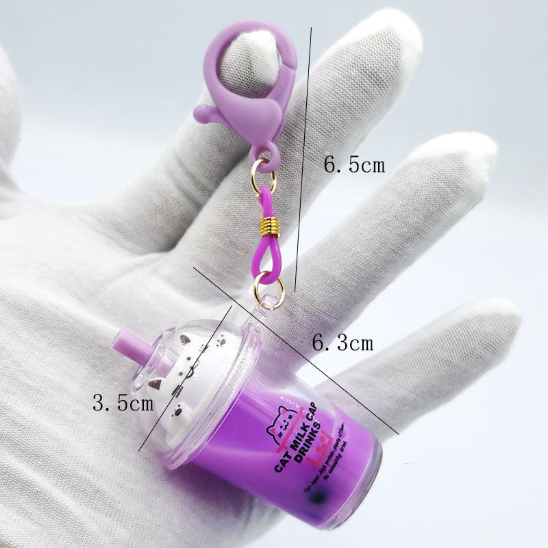 Creative Cute Cat Milk Tea Cup Keychain
