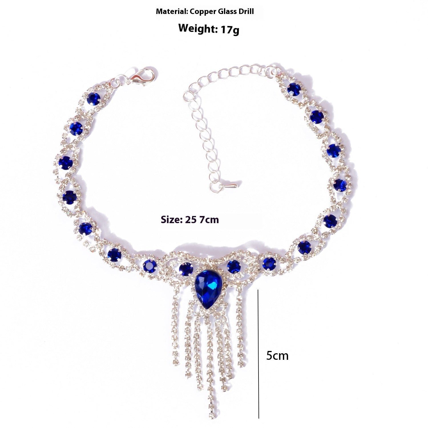 Mode Modestil Quaste Blau Strass Fußkettchen