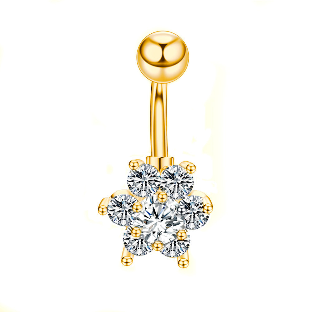 Anillo de ombligo de diamante de acero inoxidable para el cuerpo