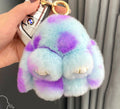 Llavero de Peluche con Colgante de Piel de Conejo