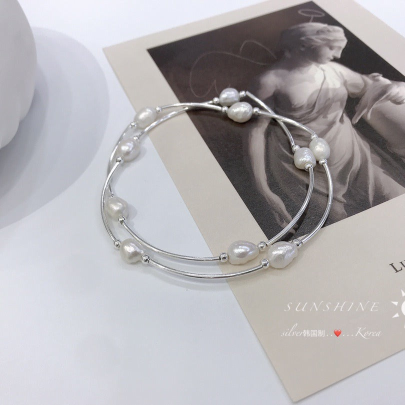 S925 Sterling Silver Baroque Pearl Bracelet