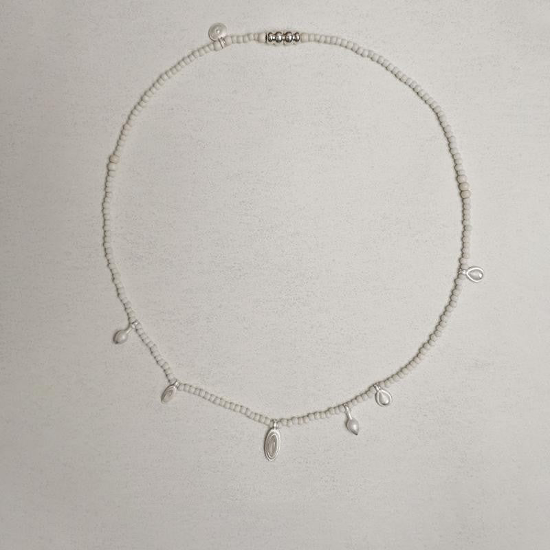 Sterling Silver Citrine Stitching Pendant Necklace 925 Silver White Turquoise Original Design Clavicle Chain