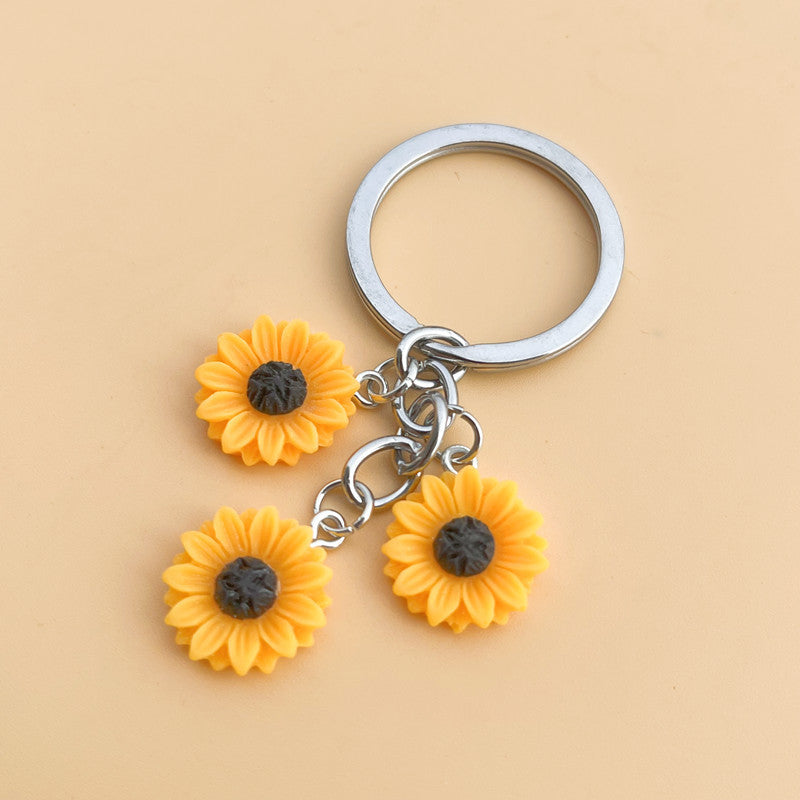 Llavero Girasol Dorado Bonito Sencillo Colgante para Bolso Maleta