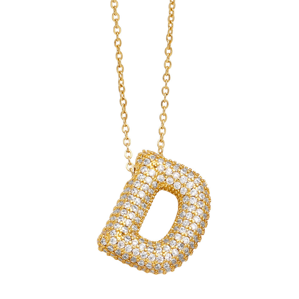 Collar con 26 letras inglesas para mujer con circonitas incrustadas