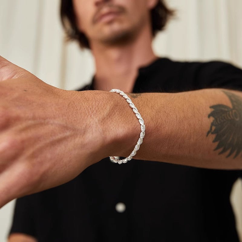 Water Corrugated Chain European Light Luxury Twist Weave High-grade Boys Bracelet