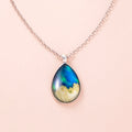 Fashion Aurora Mountains Starry Glass Necklace Silver Teardrop Pendant Necklaces For Women Girls Aesthetic Jewelry