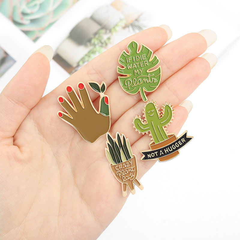 Broche Adorno con Forma de Planta Verde de Moda