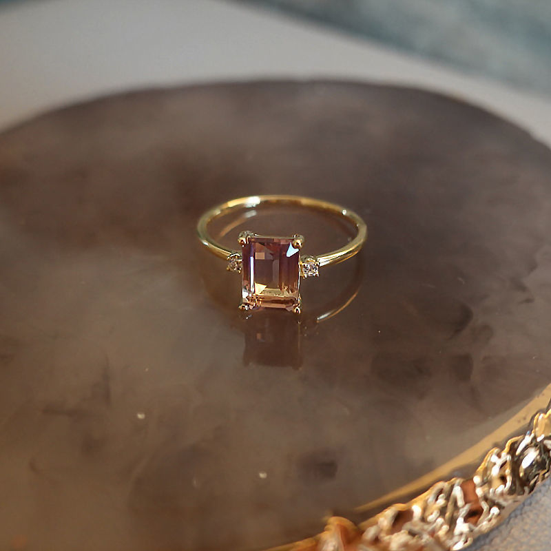 Golden Purple Topaz Schlichter Ring für Damen und Japan