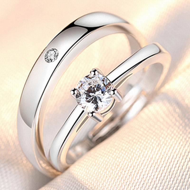 Anillos de apertura Simulación de boda Anillo de diamante