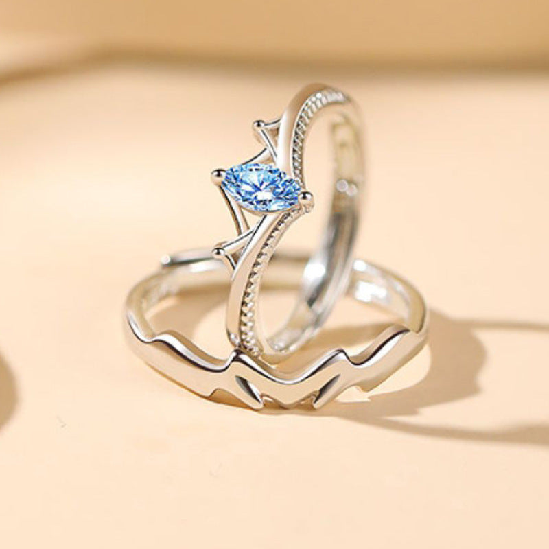 Valentinstagsgeschenk Mode Blauer Diamant Krone Ring