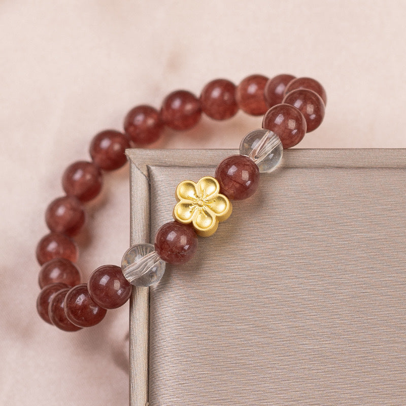 Pigeon Blood Red Grade Strawberry Quartz Design Bracelet Female
