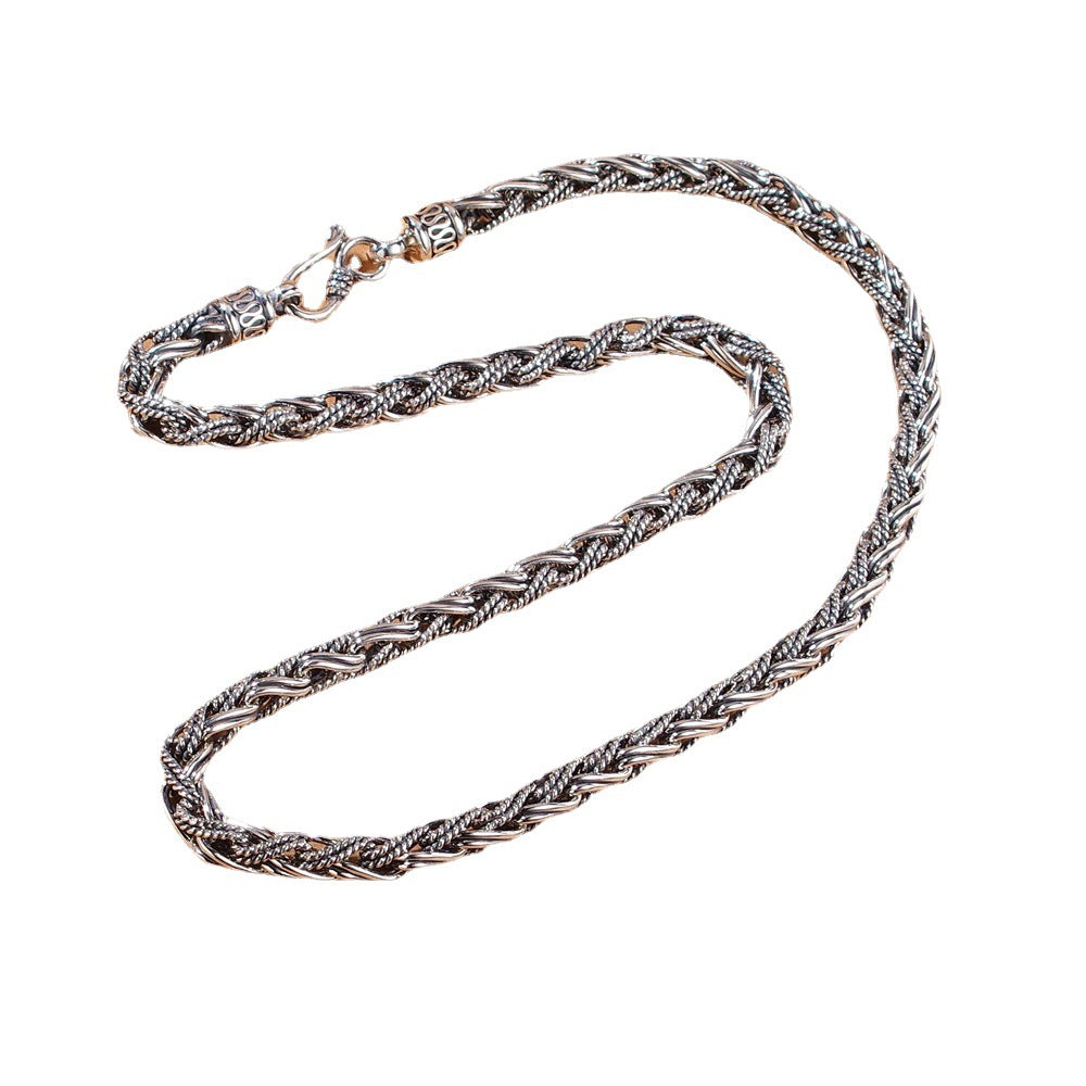 S925 Sterling Silber handgemachte Hanfseil-Halskette für Herren