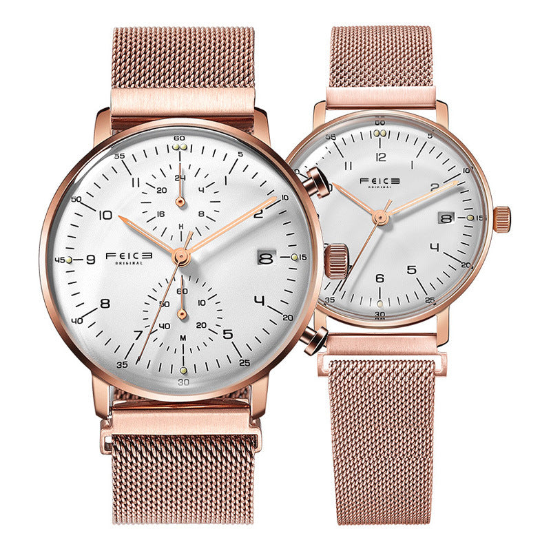 Herren- und Damenmode, schlichte, wasserdichte Gürtel-Armbanduhr