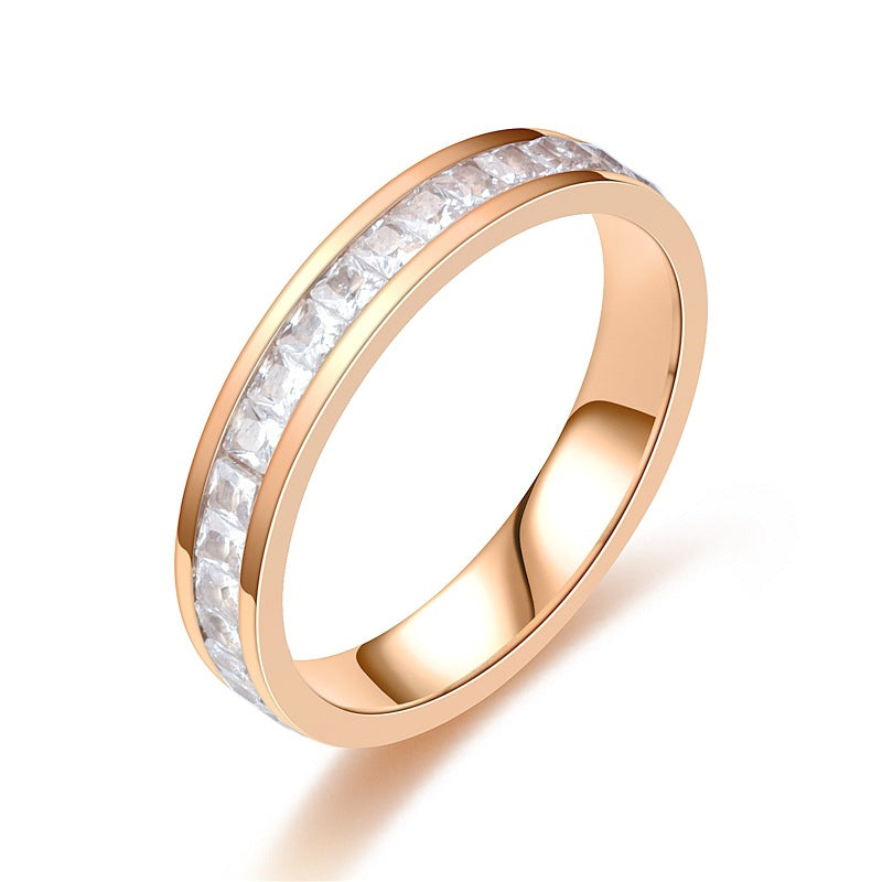 Anillos de diamantes de imitación de moda para mujer Anillo de acero inoxidable