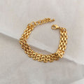 Armband-Halskette aus Titanstahl mit 18 Karat Goldauflage, geflochten