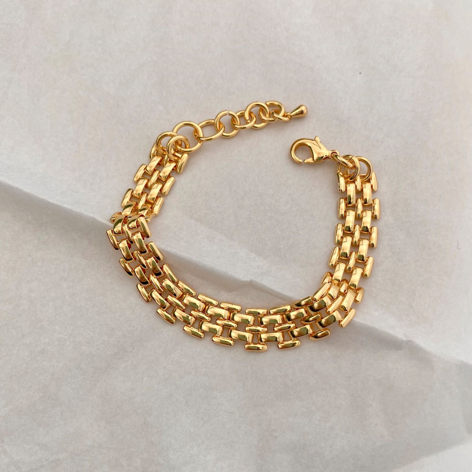 Armband-Halskette aus Titanstahl mit 18 Karat Goldauflage, geflochten