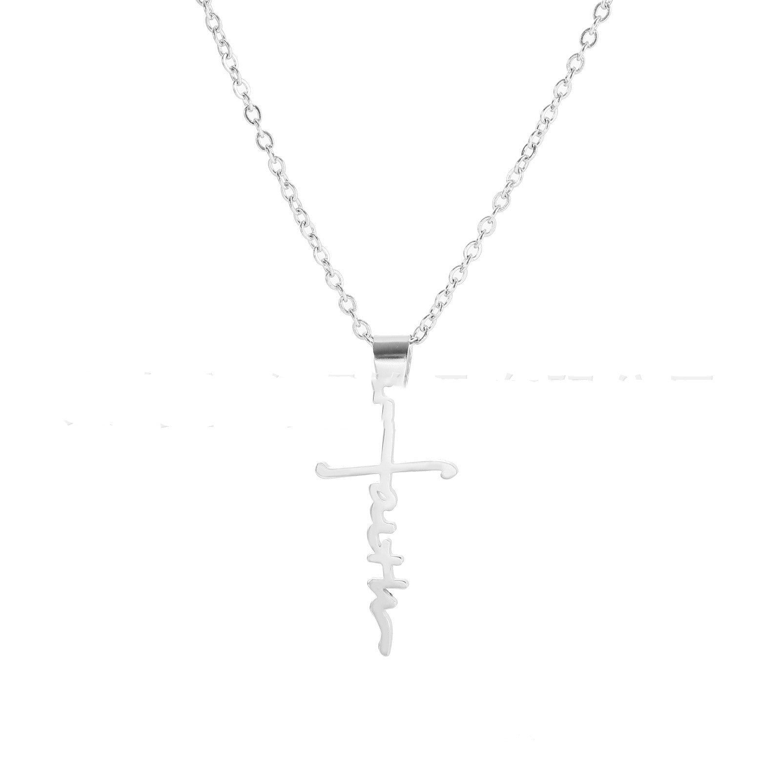 Stainless Steel Faith Necklace Faith English Name Special Symbol