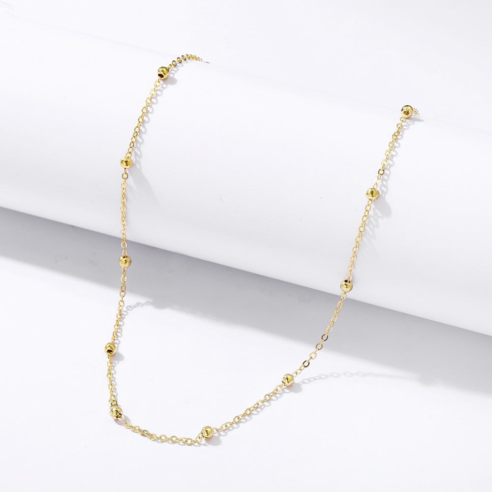 Simple All-match Round Beads Snake Bones Chain Titanium Steel Necklace