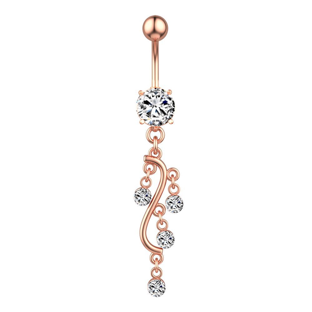 Anillo de ombligo en forma de S de circón, piercing de ombligo